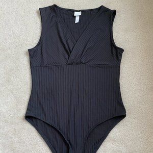 H&M Black Cross Chest Front Body Suit, Medium